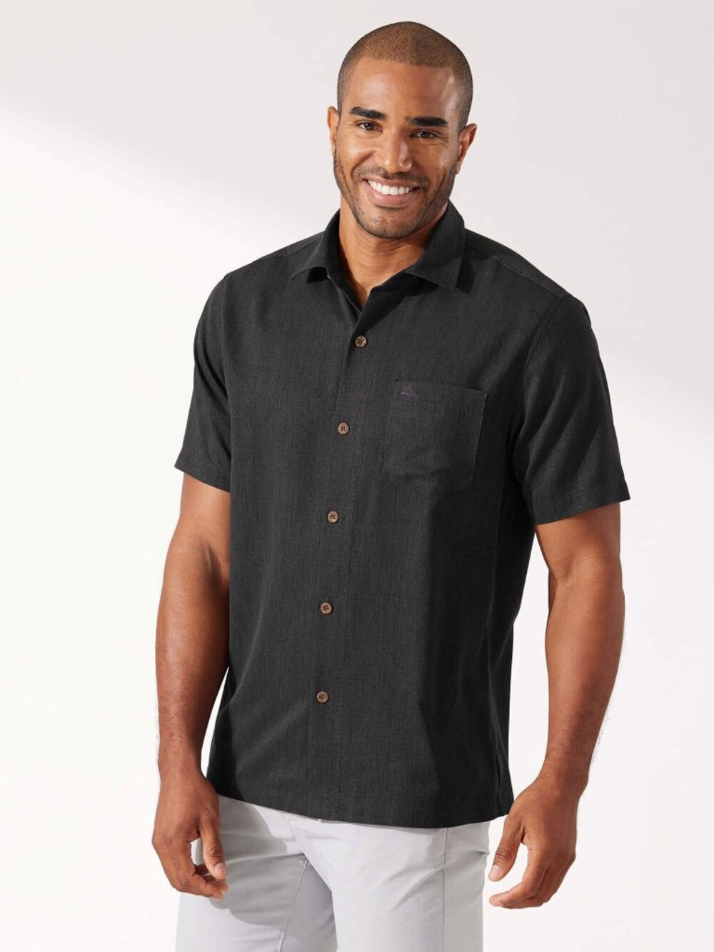 Tommy Bahama Coastal Breeze Check Camp Shirt Size 2XL $128 in Black